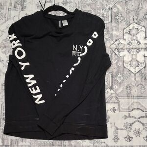 H&M Black New York Graphic Crewneck Sweater